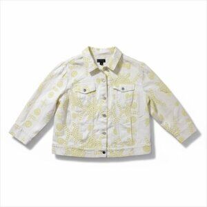 G by Giuliana Black Label White Eyelet Embroidered Denim Jacket Plus Size - New